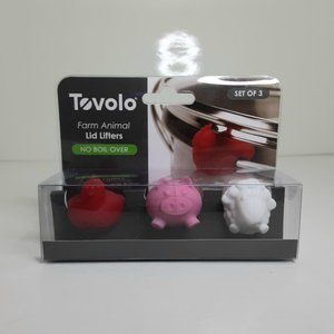 Tovolo Farm Animal Lid Lifters - No Boil Over - Set of 3 - Chicken, Pig, Sheep